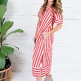 Margaret Claret Stripe Maxi Dress Karlie