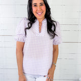 Margo Lavender Gingham Top Staccato