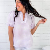 Margo Lavender Gingham Top Staccato