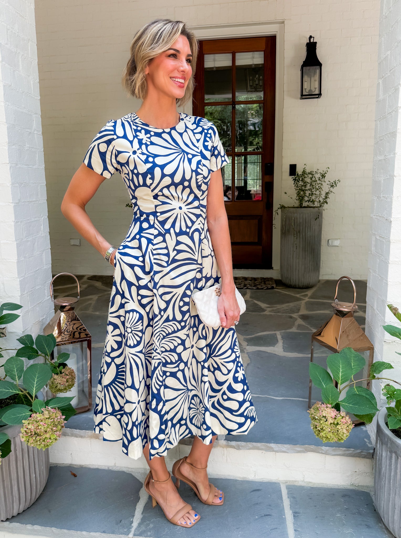 Margot Mod Blossom + Navy Reversible Midi Dress Prosperina