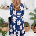 Maria Navy Lilies Maxi Dress Entro