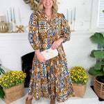 Marianne Camel + Blue Maxi Dress