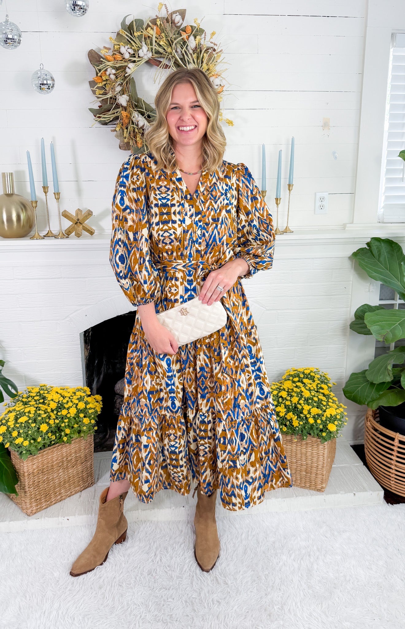 Marianne Camel + Blue Maxi Dress