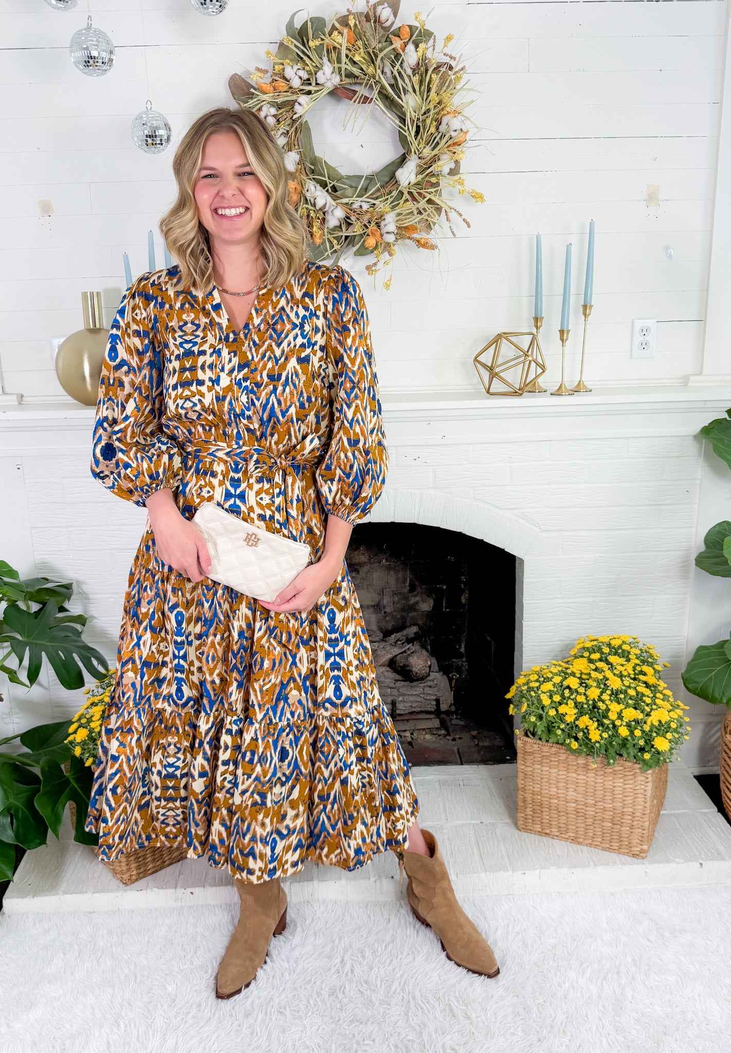 Marianne Camel + Blue Maxi Dress