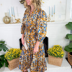 Marianne Camel + Blue Maxi Dress