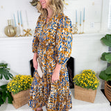 Marianne Camel + Blue Maxi Dress
