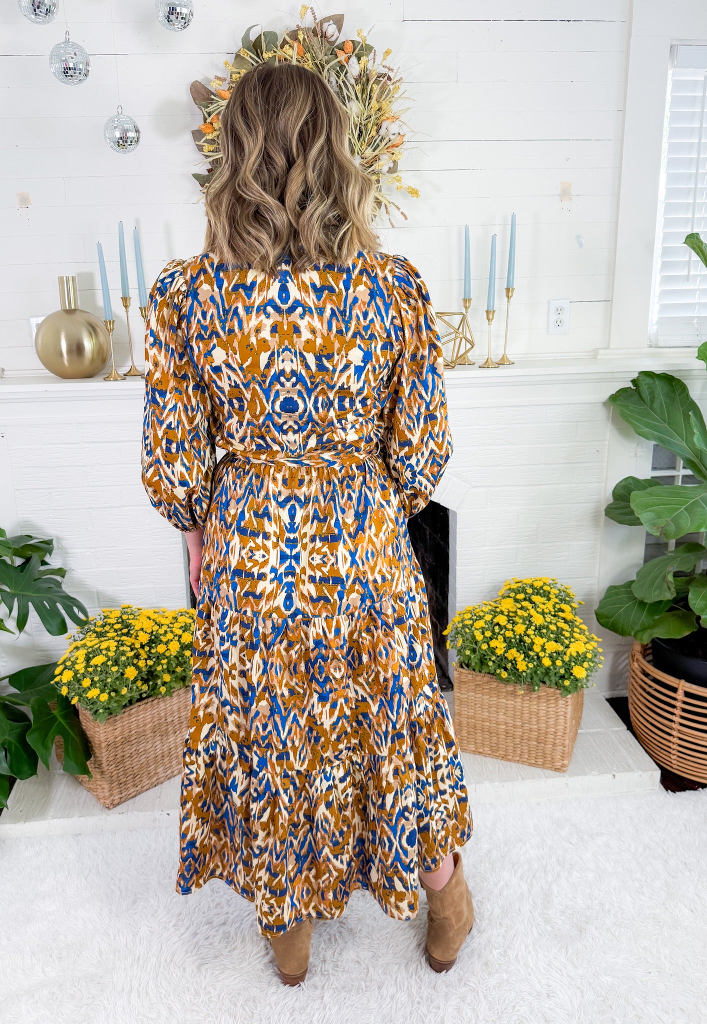 Marianne Camel + Blue Maxi Dress