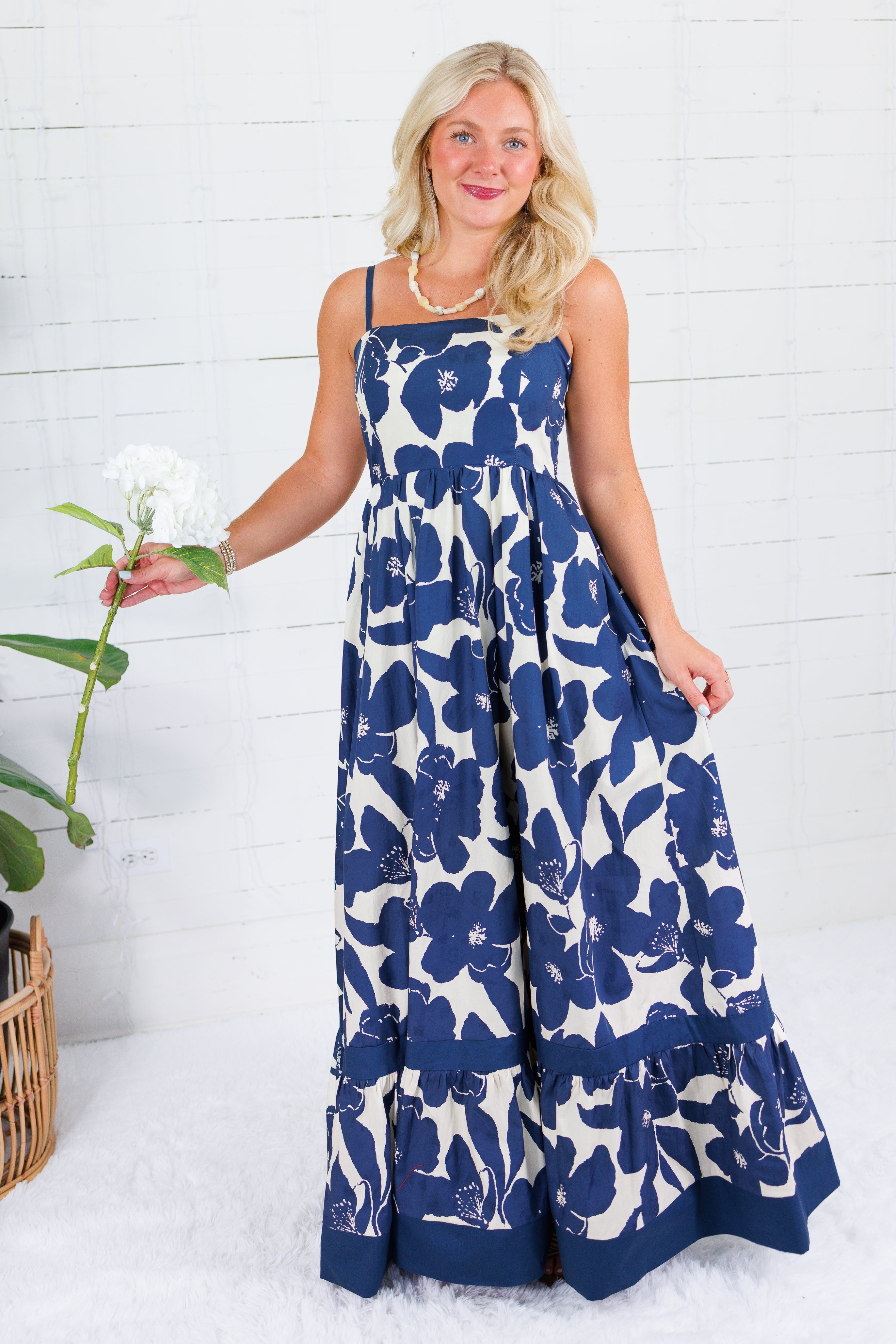 Marie Navy Floral Maxi Dress Pinch