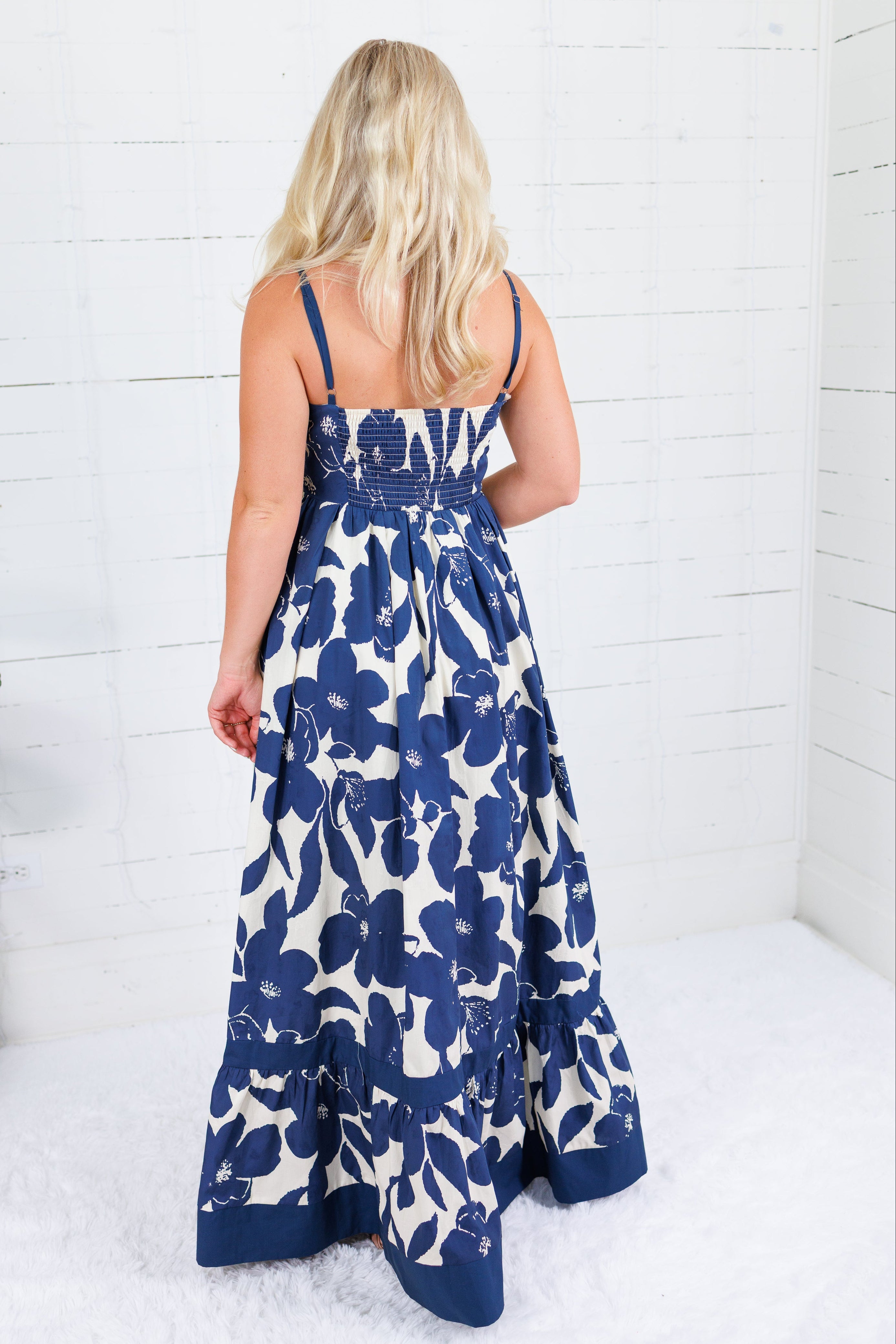 Marie Navy Floral Maxi Dress Pinch