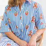 Marina Blue Stripe + Bouquet Maxi Dress Karlie