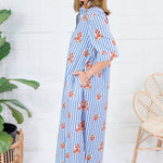 Marina Blue Stripe + Bouquet Maxi Dress Karlie
