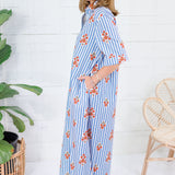 Marina Blue Stripe + Bouquet Maxi Dress Karlie