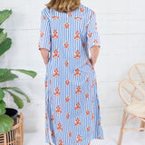 Marina Blue Stripe + Bouquet Maxi Dress Karlie