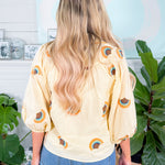 Marisa Yellow Fan Embroidery Top Ciebon