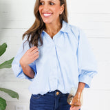 Marisa Sky Blue Poplin Bubble Top Karlie