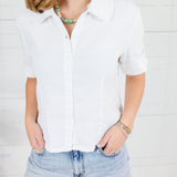Marisol White Embroidered Collar Top Kut