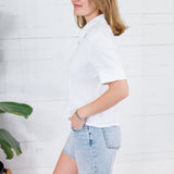 Marisol White Embroidered Collar Top Kut