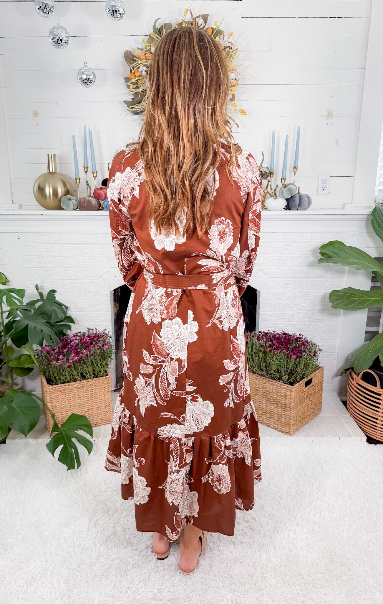 Marley Brown Floral Maxi Dress Entro