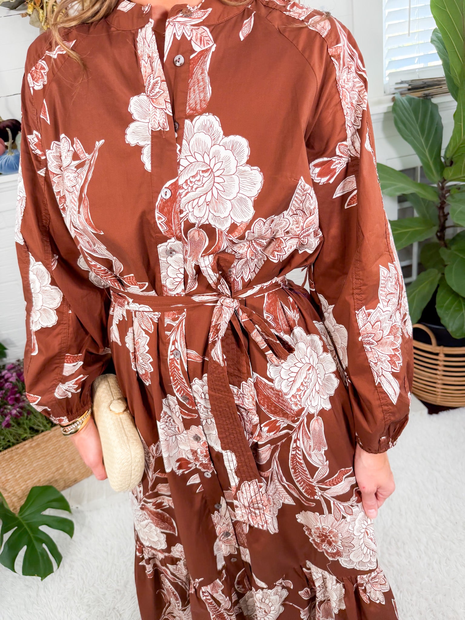 Marley Brown Floral Maxi Dress Entro