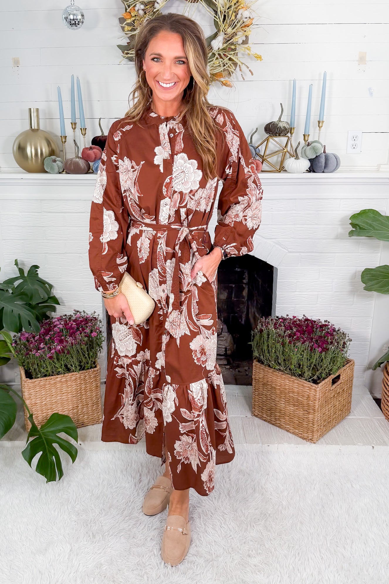 Marley Brown Floral Maxi Dress Entro