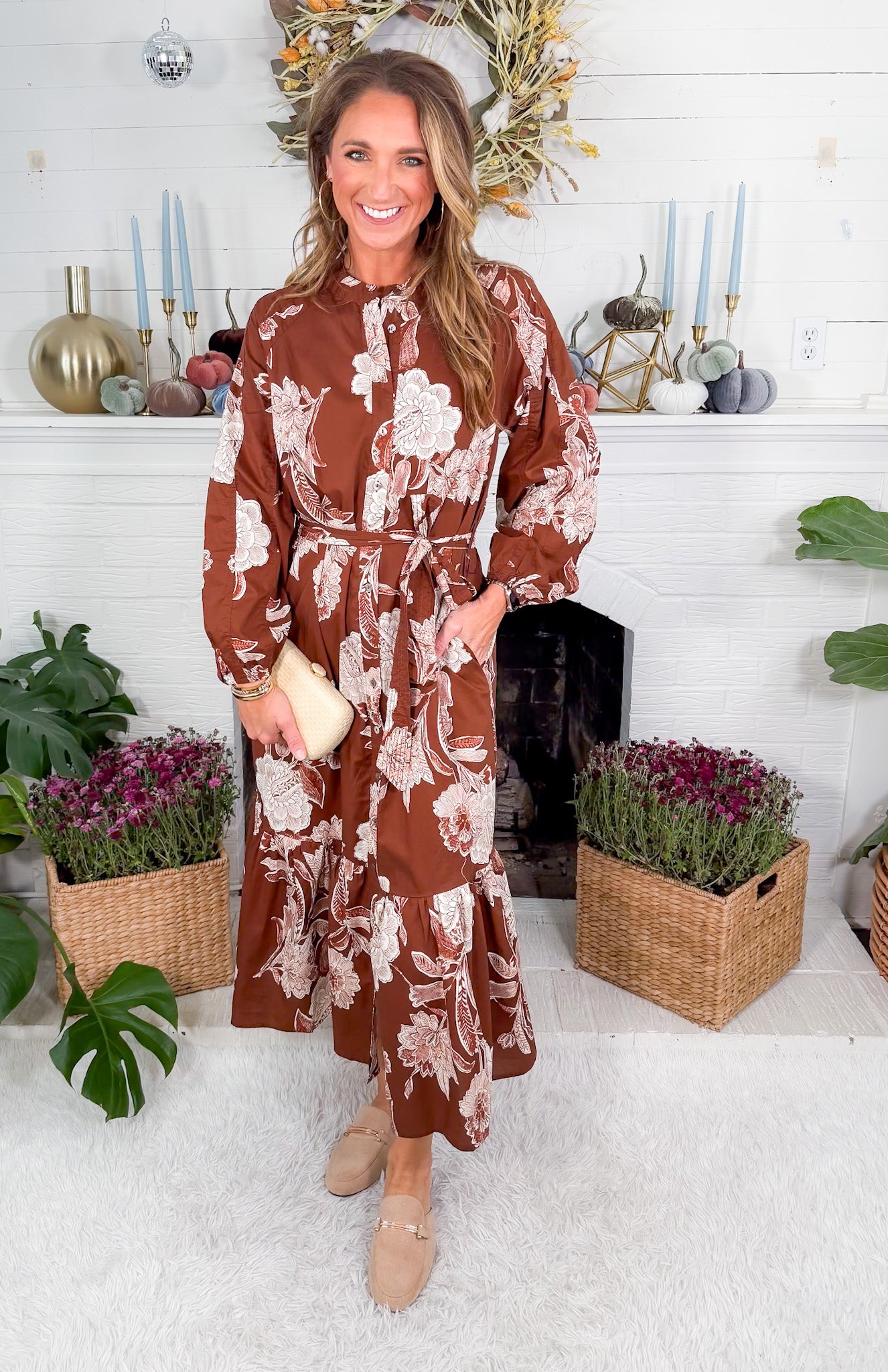 Marley Brown Floral Maxi Dress Entro