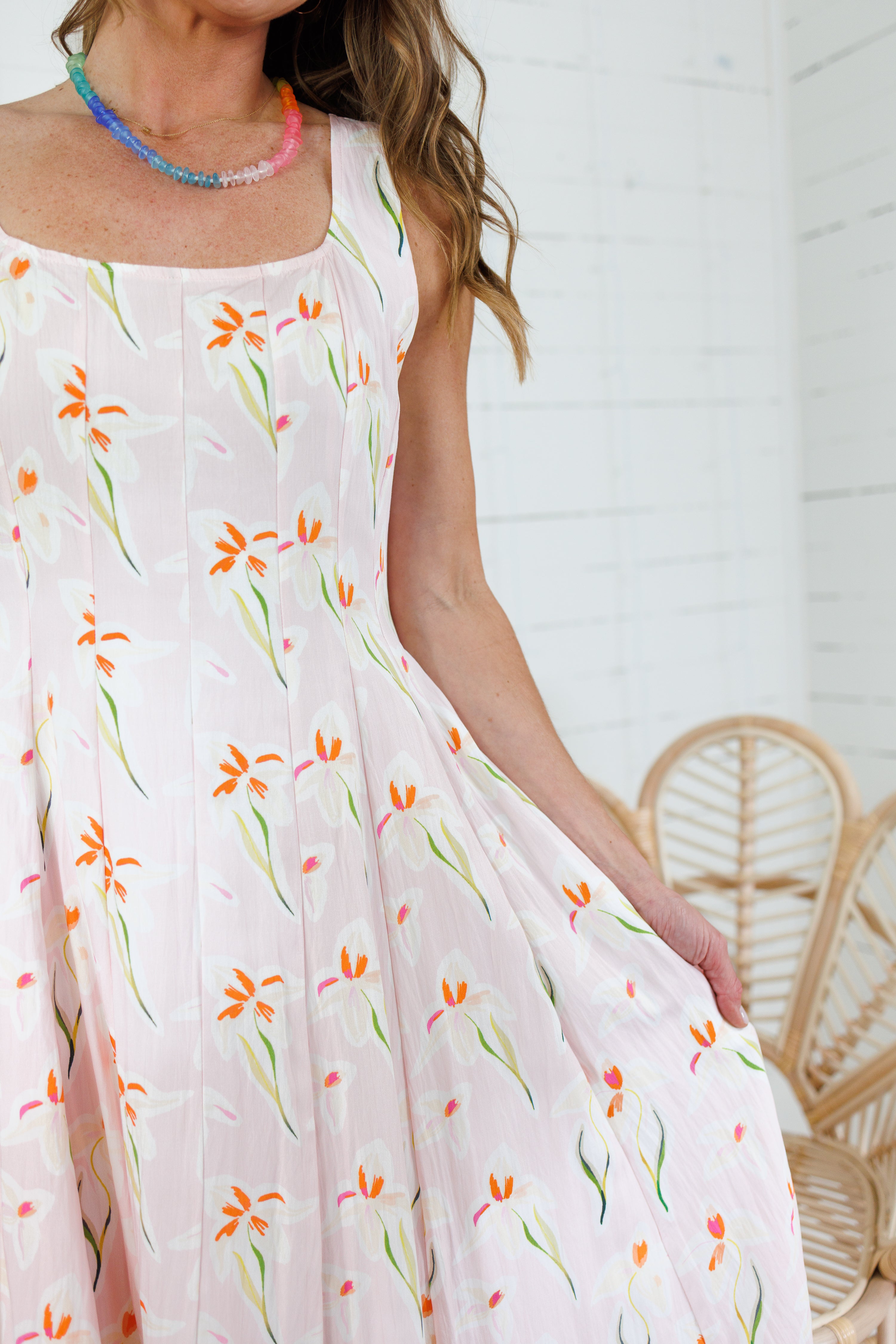 Marlow Light Pink Flower Fields Maxi Dress TCEC