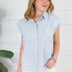 Martha Menswear Blue Stripe Top Karlie