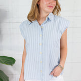 Martha Menswear Blue Stripe Top Karlie