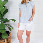 Martha Menswear Blue Stripe Top Karlie
