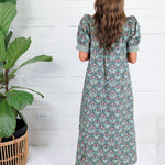 Marty Pine Green + Gingham Trim Maxi Dress Entro