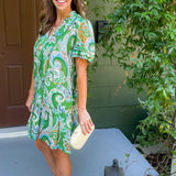 Matcha Paisley Mix Mini Dress