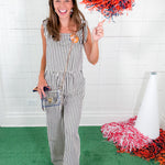 Mateo Navy Stripe Tie Shoulder Top