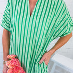 Maurice Lawn Green Seersucker Stripe Maxi Dress Entro