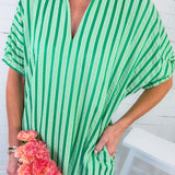 Maurice Lawn Green Seersucker Stripe Maxi Dress Entro