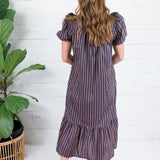 Mavalene Ink + Cocoa Bean Stripe Maxi Dress Entro