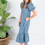 Mavalene Pine + Periwinkle Stripe Maxi Dress Entro