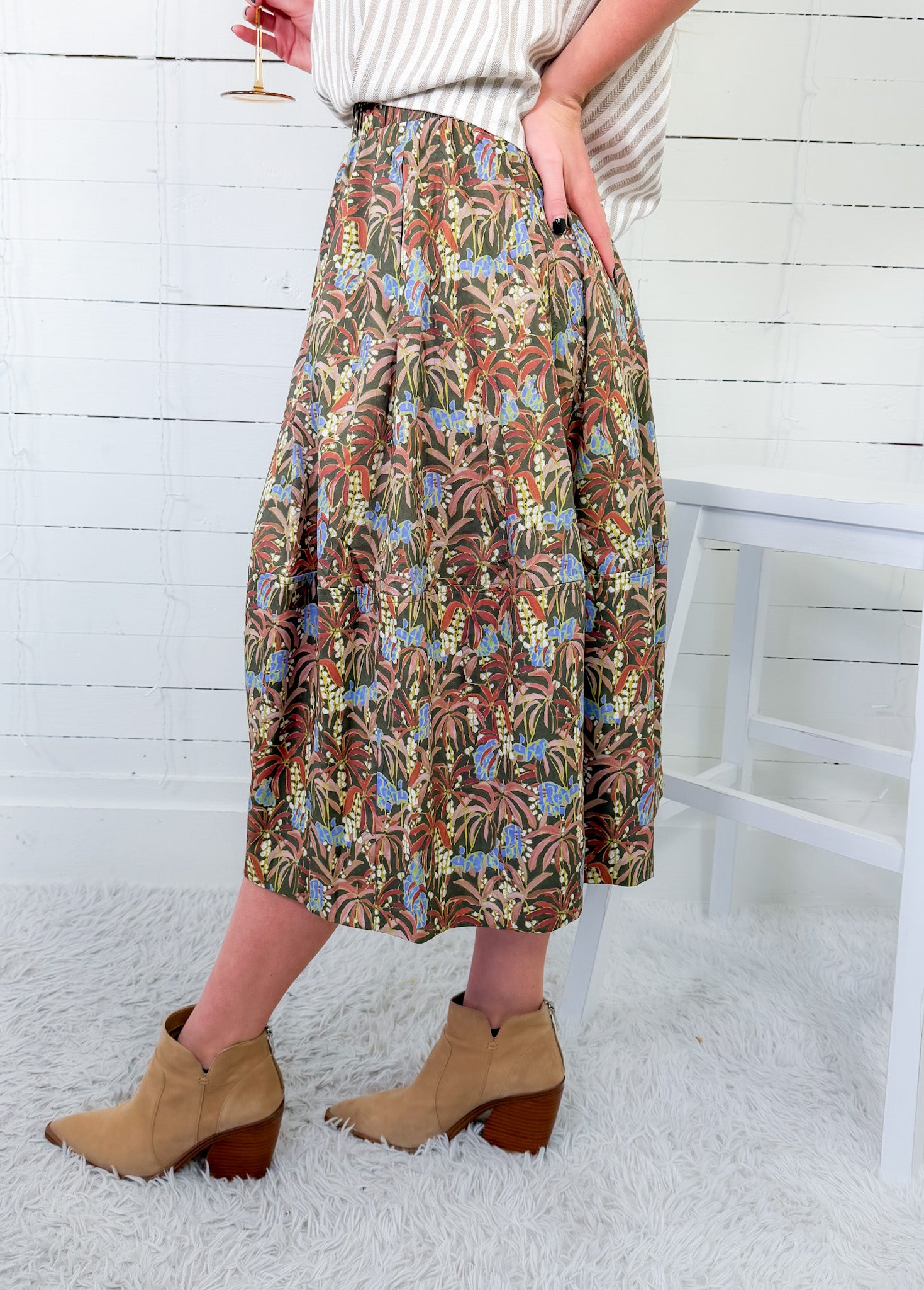 Maxine Deep Olive Midi Skirt PINCH