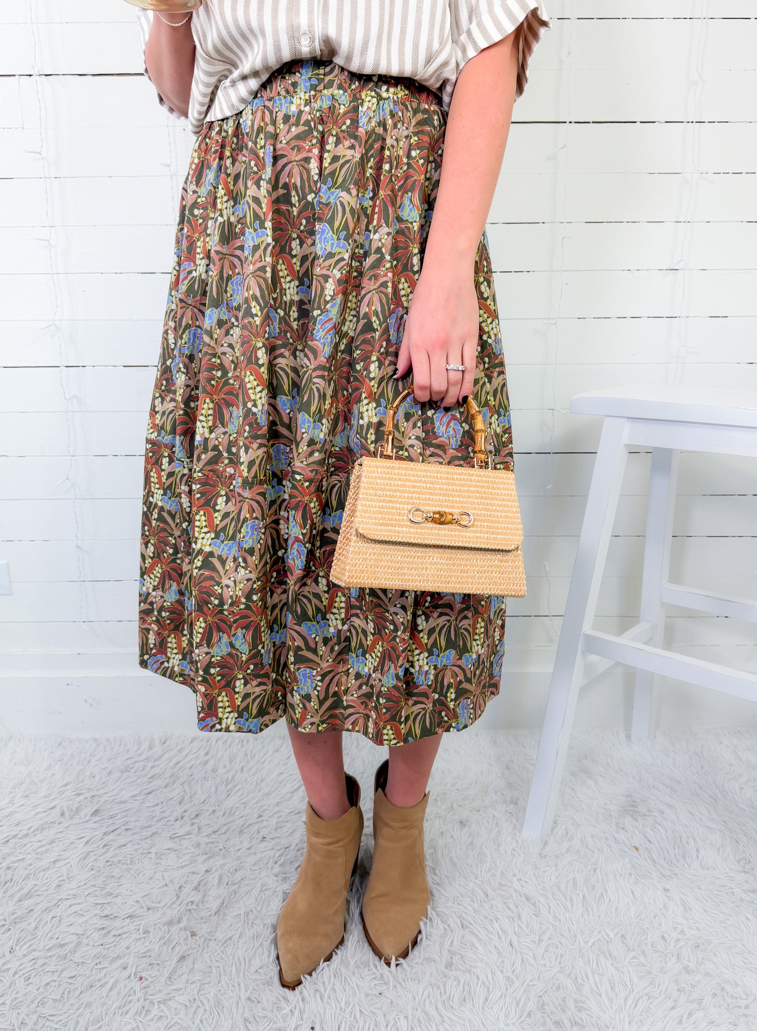 Maxine Deep Olive Midi Skirt PINCH