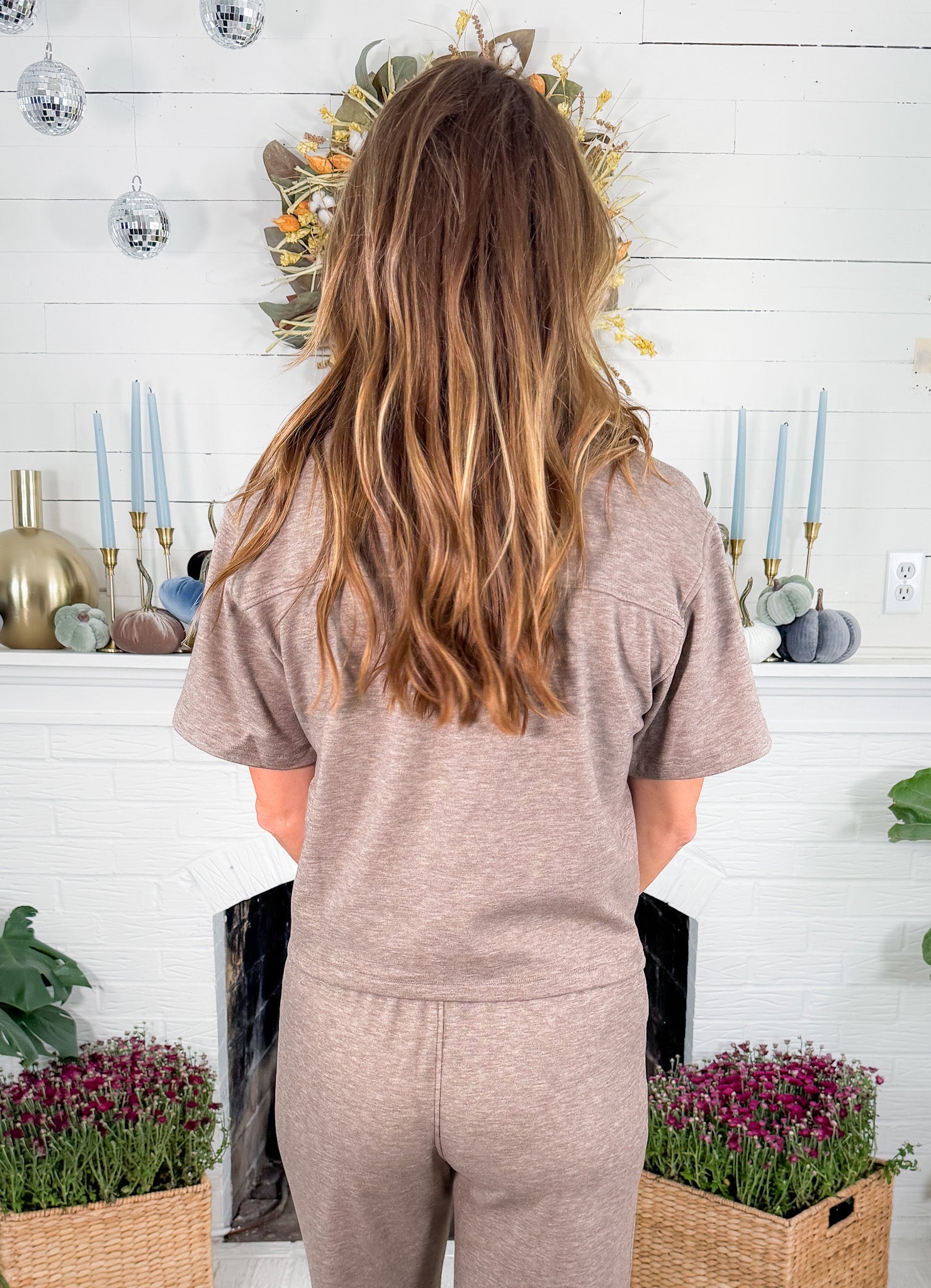 Maxwell Taupe Drop Shoulder Polo Top BOBI