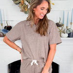 Maxwell Taupe Drop Shoulder Polo Top BOBI