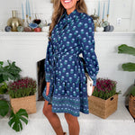 Maya Blue Floral Foulard Mini Dress Mary Square
