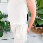 Maya White Linen Crop Top Azure and Indigo
