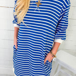 Mayhall Royal Blue Stripe Mini Dress Entro