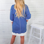 Mayhall Royal Blue Stripe Mini Dress Entro