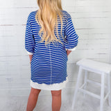 Mayhall Royal Blue Stripe Mini Dress Entro