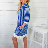 Mayhall Royal Blue Stripe Mini Dress Entro