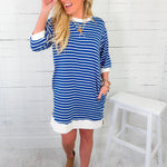 Mayhall Royal Blue Stripe Mini Dress Entro