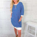 Mayhall Royal Blue Stripe Mini Dress Entro