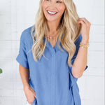 Maylene Dusty Blue Top PINCH