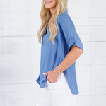 Maylene Dusty Blue Top PINCH
